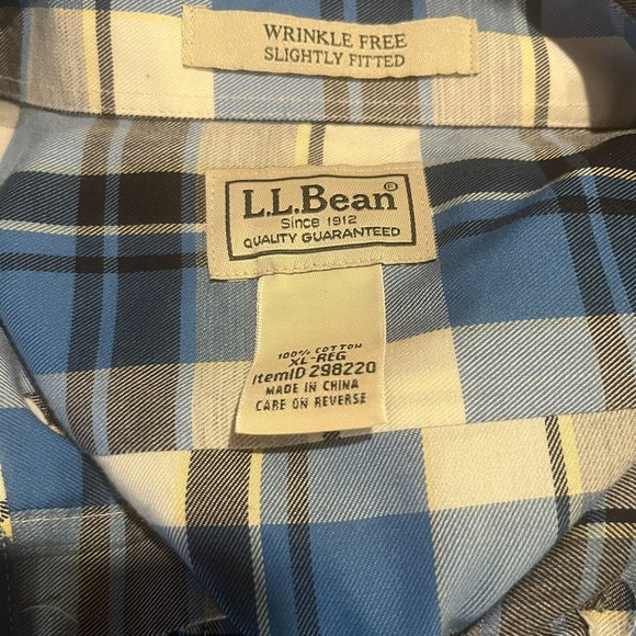 LL Bean Shirt Mens XL Vibrant Blue Button Down Wrinkle Free Slightly Fitted - Picture 5 of 5